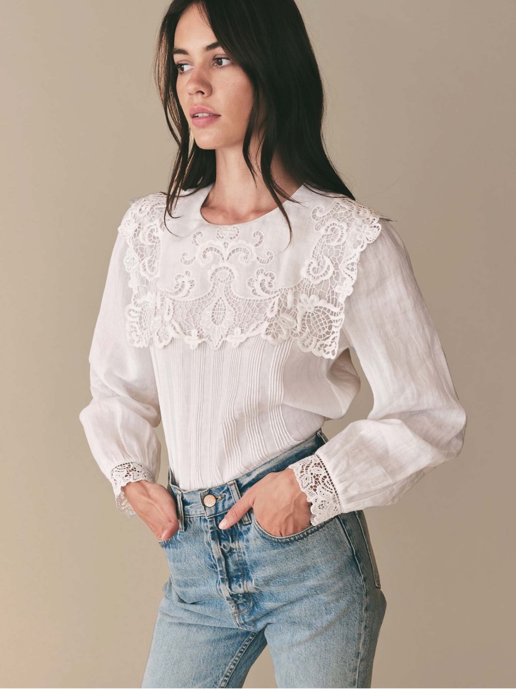 Doen Heirloom Etienne Top In Salt Size Xs